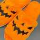 Pantuflas Planas de Peluche con Diseño de Calabaza de Halloween