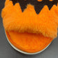 Pantuflas Planas de Peluche con Diseño de Calabaza de Halloween